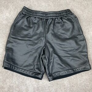 Novamen Sweat Short Men Medium Black Cotton Fleece Lined Elastic Waist 7" inseam